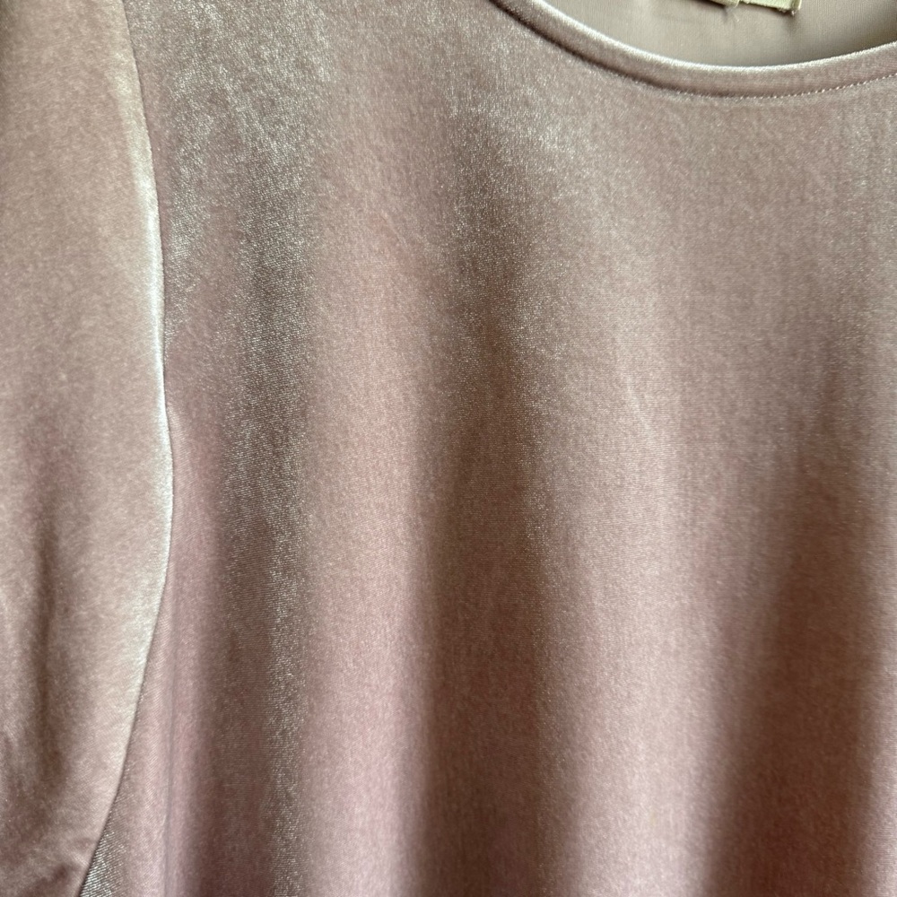 Madewell Velvet Top Medium M Pink Short Sleeve Boho Flutter Soft Party Tee - Picture 2 of 6